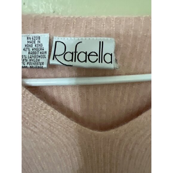 Rafaella M Pink Angora & Lambswool Blend V-Neck Sweater - Picture 6 of 12